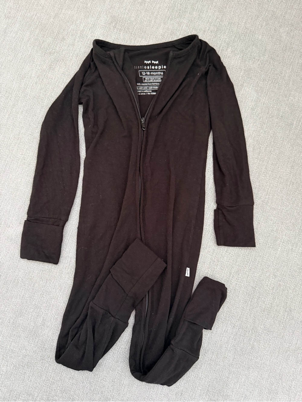 Little Sleepies Black Zipper Footed Pajama One-Piece